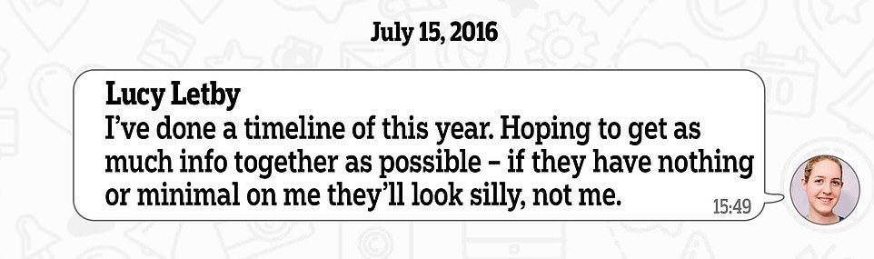 The texts end with Letby crowing that police 'have nothing or minimal on me'