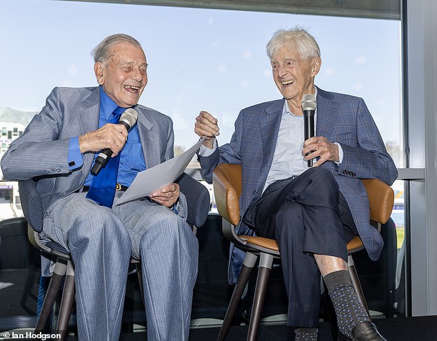 Celebrations: The broadcaster was last seen in April with his friend and cricket umpire Dickie Bird (pictured), who was marking his 90th birthday in Leeds. Dickie said today: 'He was the best'