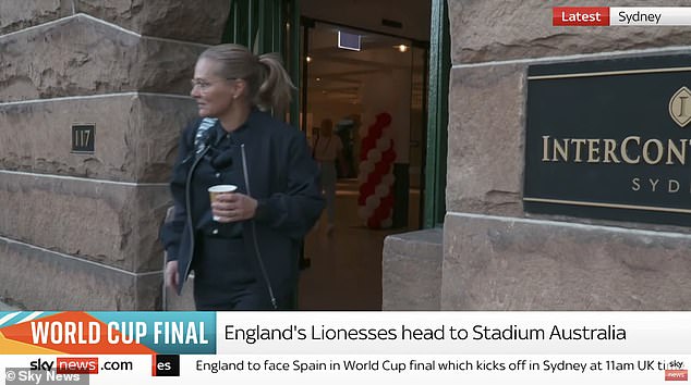 England boss Sarina Wiegman leads her team out of the Intercontinental hotel in Sydney ahead of this morning's World Cup final