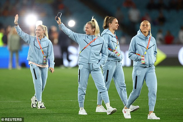 The players smiled and waved to fans as they inspected the pitch at Stadium Australia this morning