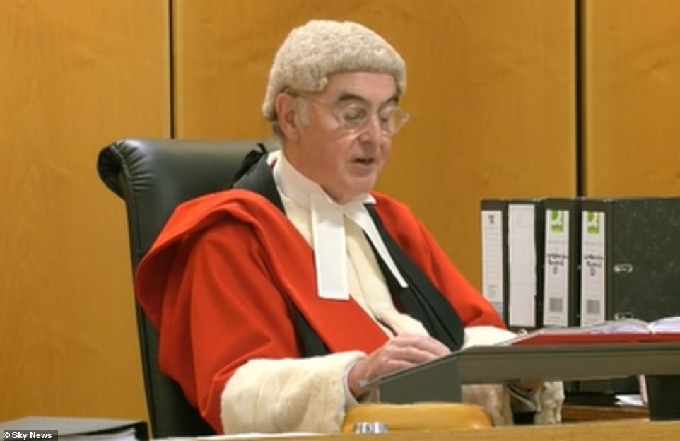Mr Justice Goss delivering his sentencing remarks today. She refused to appear in court today