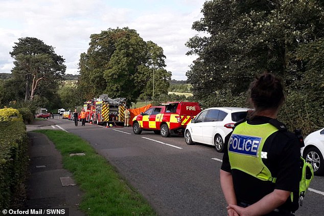 Police and fire services attend the incident just off the A44