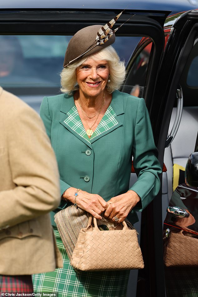Queen Camilla smiled at the crowd as she attended the Braemar Gathering alongside her husband, King Charles III
