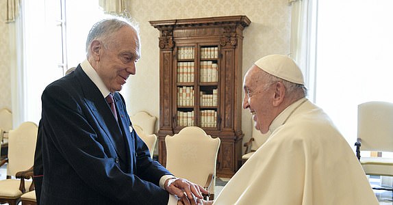 Mandatory Credit: Photo by Vatican Media/CPP/IPA/Shutterstock (14156894i) Pope Francis Receives In Private Audience Mr. Ronald Steven Lauder, President Of World Jewish Congress At Vatican Pope Francis received in audience, The Vatican, Rome, Italy - 19 Oct 2023
