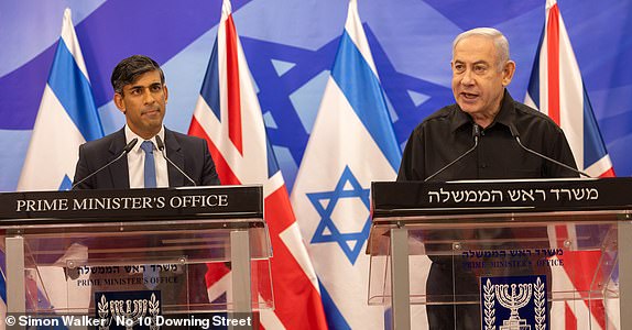 19/10/2023. Jerusalem, Israel. The Prime Minister Rishi Sunak meets the Prime Minister of Israel Benjamin Netanyahu. Picture by Simon Walker / No 10 Downing Street