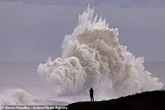 Huge waves crash over the rocks at Seaham in Durham as the storm continues. TAKEN ON 23/10/23.  WWW.ANIMALNEWSAGENCY.COM - 0044 (0)7494818329