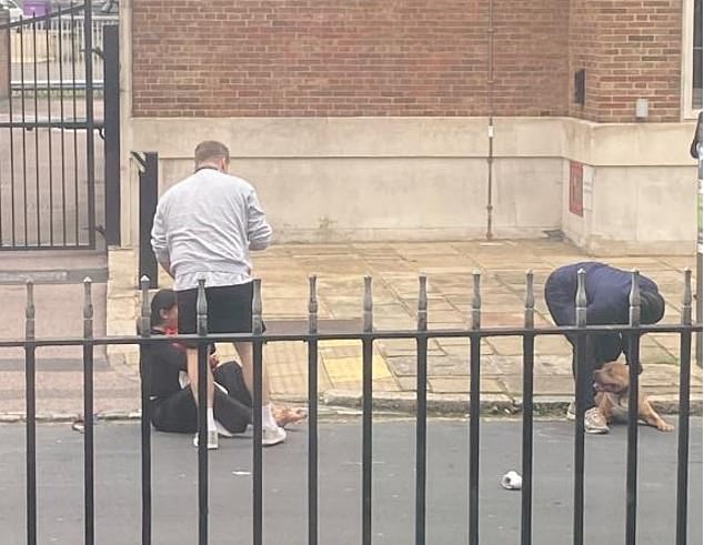 A mother cradles her 20-month-old that was attacked by an XL Bully in London earlier this month