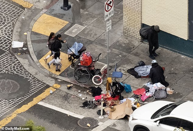 The filth and squalor at the junction of Jones and Eddy Streets in San Francisco's Tenderloin District, a couple blocks from federal building, is seen here