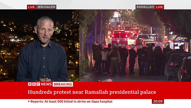 Last month following an explosion near the al-Ahli Hospital reporter Jon Donnison speculated that it had been caused by an 'Israeli air strike'