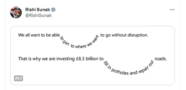 The Prime Minister tried to show some creativity by writing two sentences with 'potholes' in them