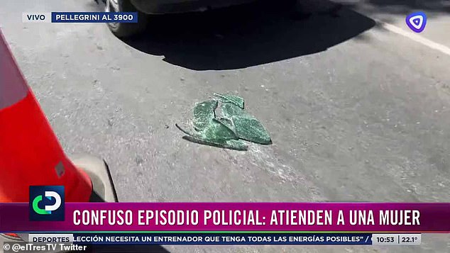 Police chief Diego Santamaria said: 'The shot occurred apparently when the vehicle tried to speed away from the scene'