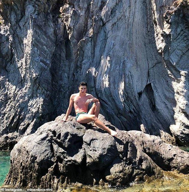 Edoardo in a holiday picture shared on Instagram, where he said he was a 'priest wannabe'