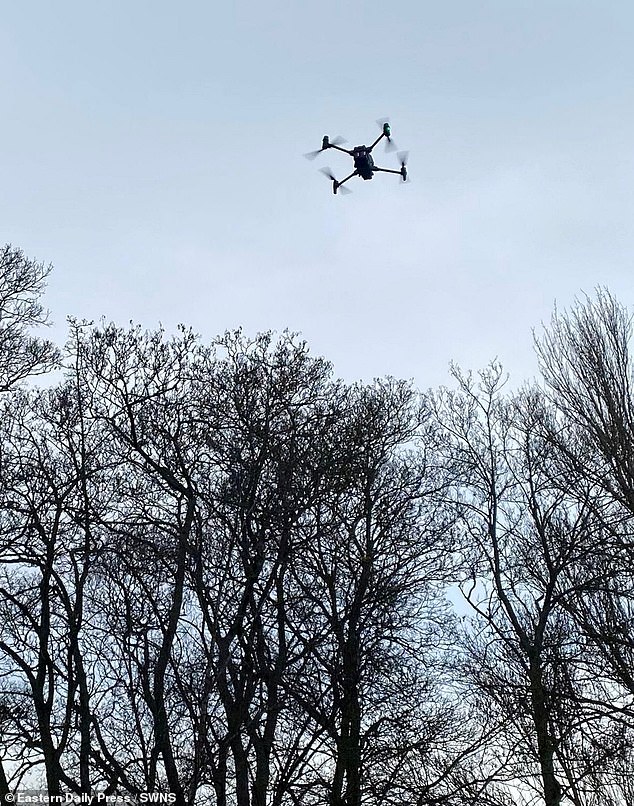 A police drone at Wensum Park searching for Gaynor Lord