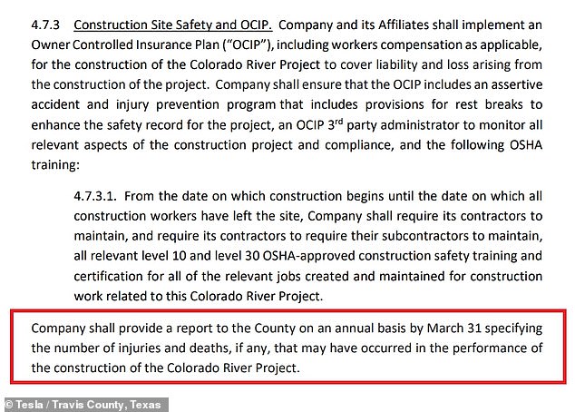 But those tax incentives were intended to come with strict requirements that Musk's company might not be following, according to Hannah Alexander, an attorney with the Workers Defense Project. The exact language appears on page 12 of the July 14th, 2020 agreement (above)