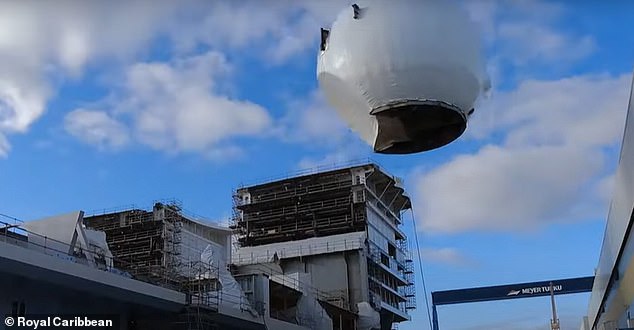 The Pearl is craned on to the vessel, which is accepting fare-paying passengers on January 27