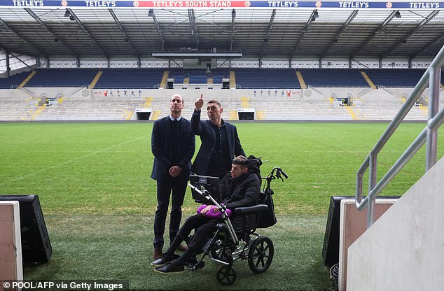 Rob was diagnosed with the disease in 2019 shortly after retiring from professional sport and was given just two years to live. William pictured with Rob and Kevin