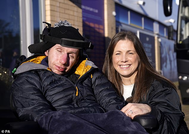 Pictured: Rob and wife Lindsey during day one of 7 in 7 in 7 Challenge from Headingley to York Minster last year