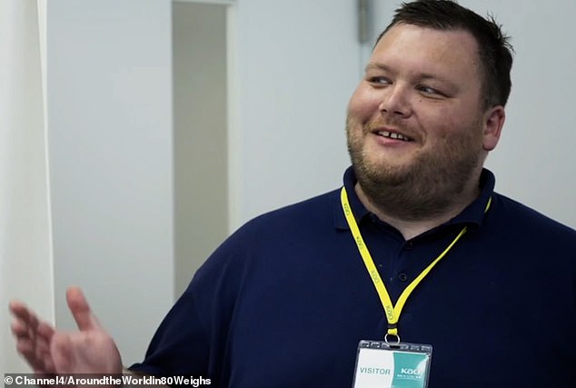 Russell found the exercise class amusing, and said people in the UK wouldn't be able to do it with a straight face