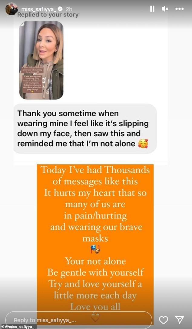 She went on to share that she'd been flooded with messages from followers saying they were doing the same thing as she advised them to 'be gentle'