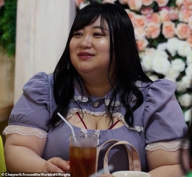 Participants met a lady (pictured) who rents herself out as an overweight person for £11 an hour