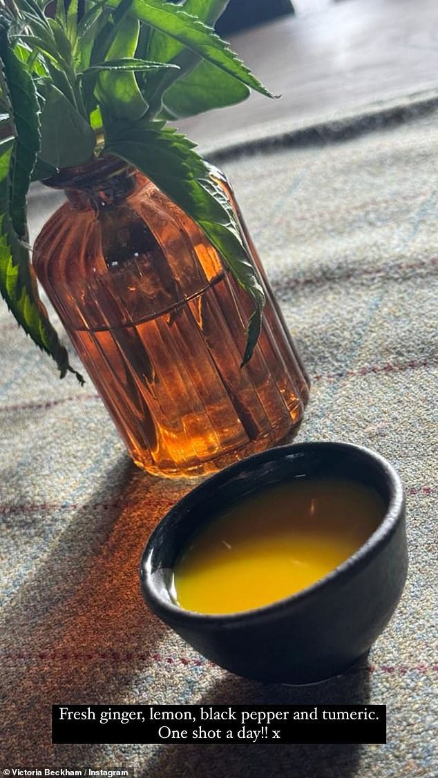 She knocks back an immune boosting ginger shot once a day