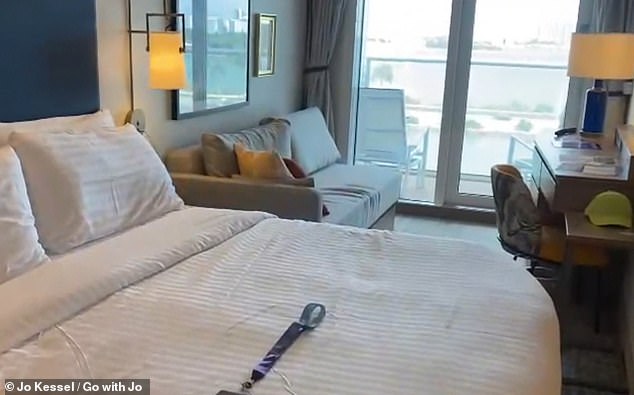 Dreamy cabin: Jo's footage takes in her comfy balcony room