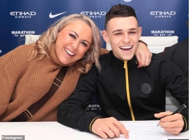 Ms Rowlands, 44, pictured with her son Man City midfielder Phil Foden, was arrested for assault over a booze fueled night out where she flicked a man's cap off his head