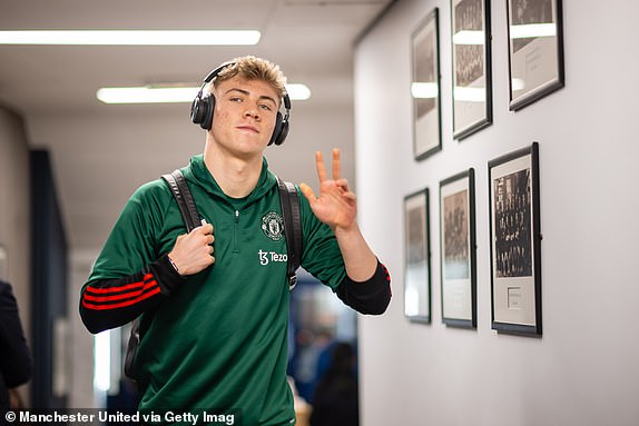 LUTON, ENGLAND - FEBRUARY 18:   Rasmus Hojlund of Manchester United arrives prior to the Premier League match between Luton Town and Manchester United at Kenilworth Road on February 18, 2024 in Luton, United Kingdom. (Photo by Ash Donelon/Manchester United via Getty Images)