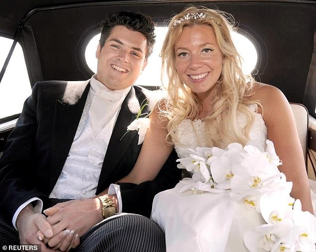 Andreas, before the acid attack, and his wife Pia on their wedding day