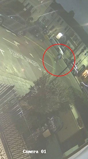 CCTV footage obtained by MailOnline showed Ezedi stumbling as he ran away from the scene of the attack