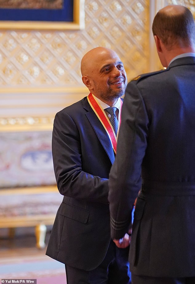 The former chancellor looked delighted to be awarded the prestigious honour from the Prince of Wales