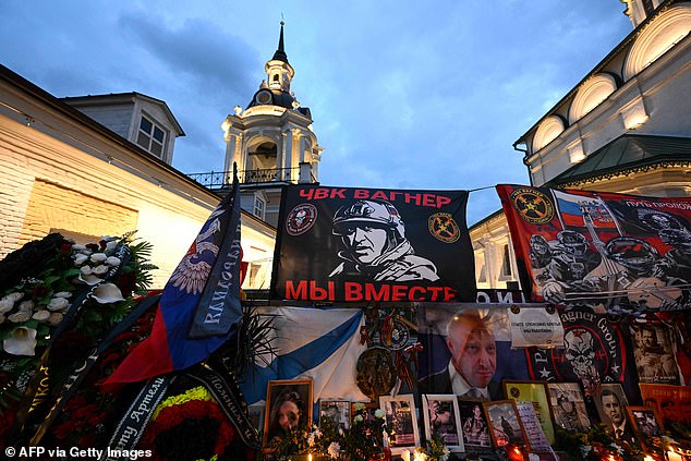 Prigozhin's plane was brought down by a bomb last August and a makeshift memorial was set up for him in Moscow