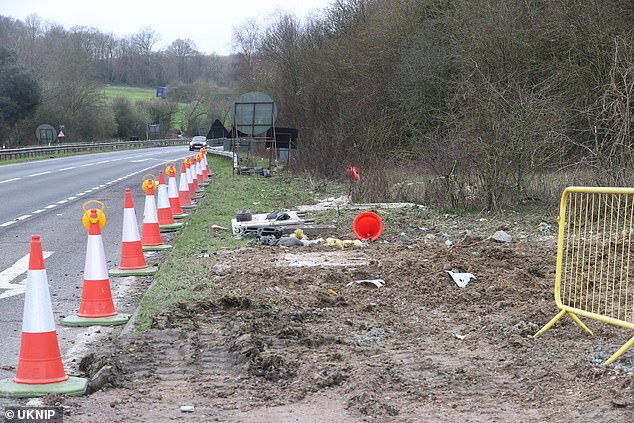 The incident occurred on the A249 near Maidstone at around 6.45pm on Saturday, when a white Toyota Hilux hit a road barrier and overturned, Kent Police said