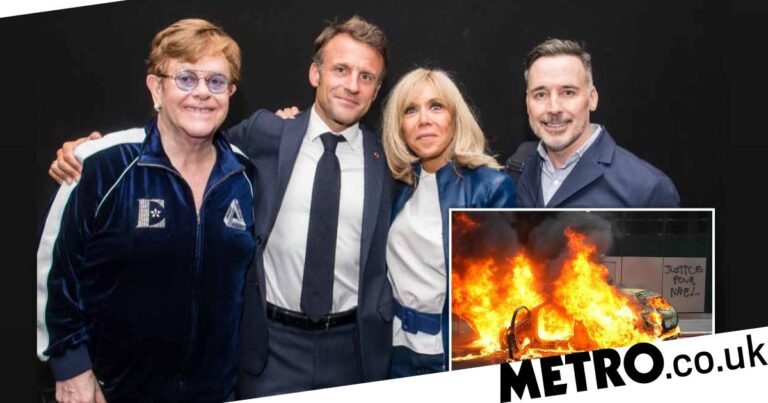 Outrage as Emmanuel Macron pictured with Elton John amid France riots