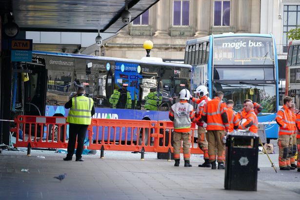 'Properly, properly horrendous': Witnesses' shock after bus ploughs into bubble tea shop in Piccadilly Gardens