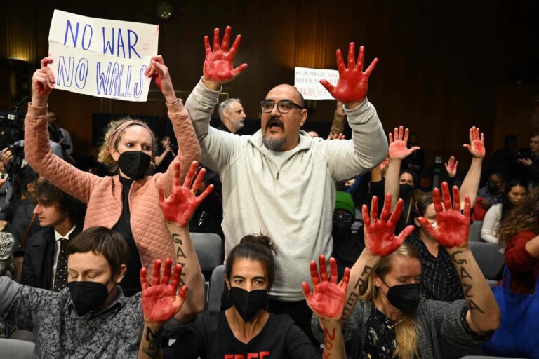 Protesters call for Gaza ceasefire amid Blinken’s Senate testimony
