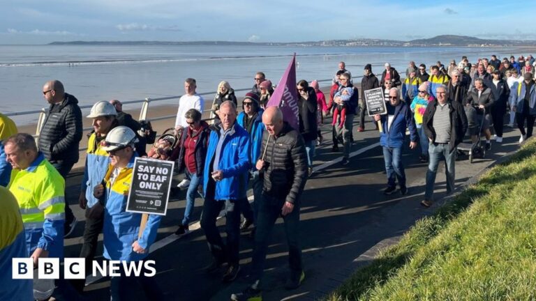 Tata Steel: Hundreds of workers protest as job cuts loom