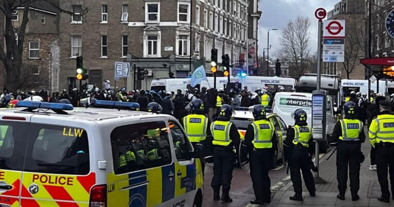 Eritrean protesters attack riot cops with sticks in south London | UK News Eritrean protesters attack riot cops with sticks in south London | UK News