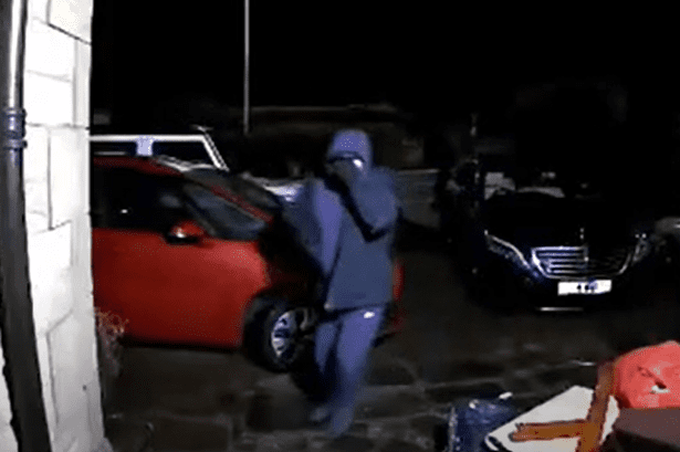 Chilling moment Scots dad rumbles two hooded thugs trying to break into home