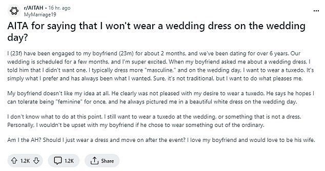 Bride-to-be, 23, sparks fierce debate after revealing she’s REFUSING to wear a wedding dress on her big day – despite her fiance begging her to embrace the tradition