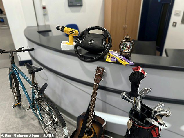 A steering wheel, a suitcase full of biscuits and even somebody’s ASHES: The bizarre items found in East Midlands Airport’s lost property