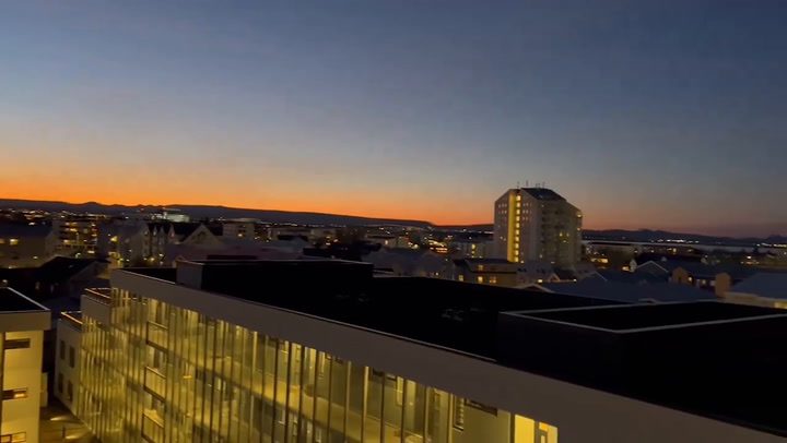 Sky glows orange across Reykjavik as volcano erupts in distance | News