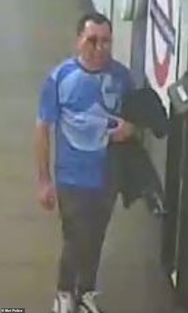 Latest sighting of Clapham chemical attacker: Met Police release new images of fugitive who could STILL be in London after he travelled on the tube – as they reveal containers with corrosive labels were found in raid at Newcastle address