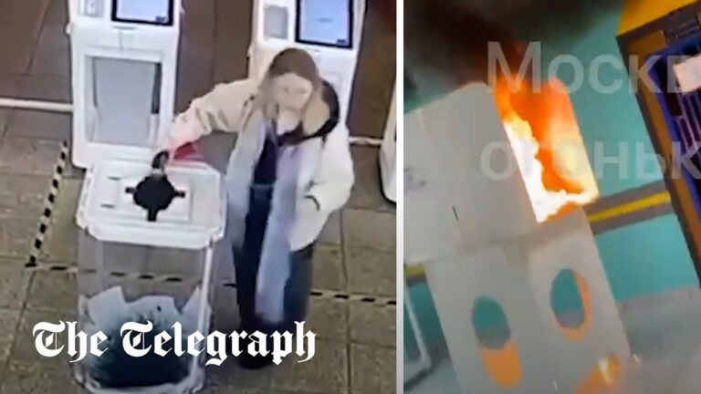 Russian voters set fire to polling booths and pour ink into ballot boxes