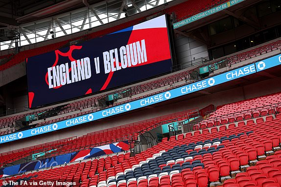 LONDON, ENGLAND - MARCH 26: General view inside the stadium prior to the international friendly match between England and Belgium at Wembley Stadium on March 26, 2024 in London, England. (Photo by Eddie Keogh - The FA/The FA via Getty Images)