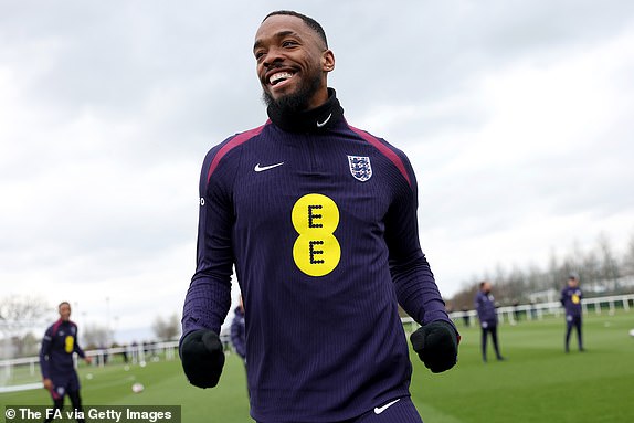 ENFIELD, ENGLAND - MARCH 25: Ivan Toney of England reacts during a training session at Tottenham Hotspur Training Centre on March 25, 2024 in Enfield, England.  (Photo by Eddie Keogh - The FA/The FA via Getty Images)