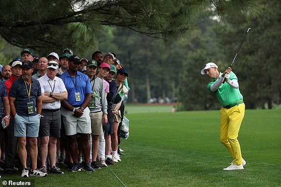 Golf - The Masters - Augusta National Golf Club, Augusta, Georgia, U.S. - April 11, 2024 Spain's Sergio Garcia hits his approach on the 1st hole during the first round REUTERS/Mike Segar