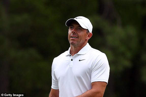 AUGUSTA, GEORGIA - APRIL 11: Rory McIlroy of Northern Ireland reacts on the first green during the first round of the 2024 Masters Tournament at Augusta National Golf Club on April 11, 2024 in Augusta, Georgia.  (Photo by Maddie Meyer/Getty Images)